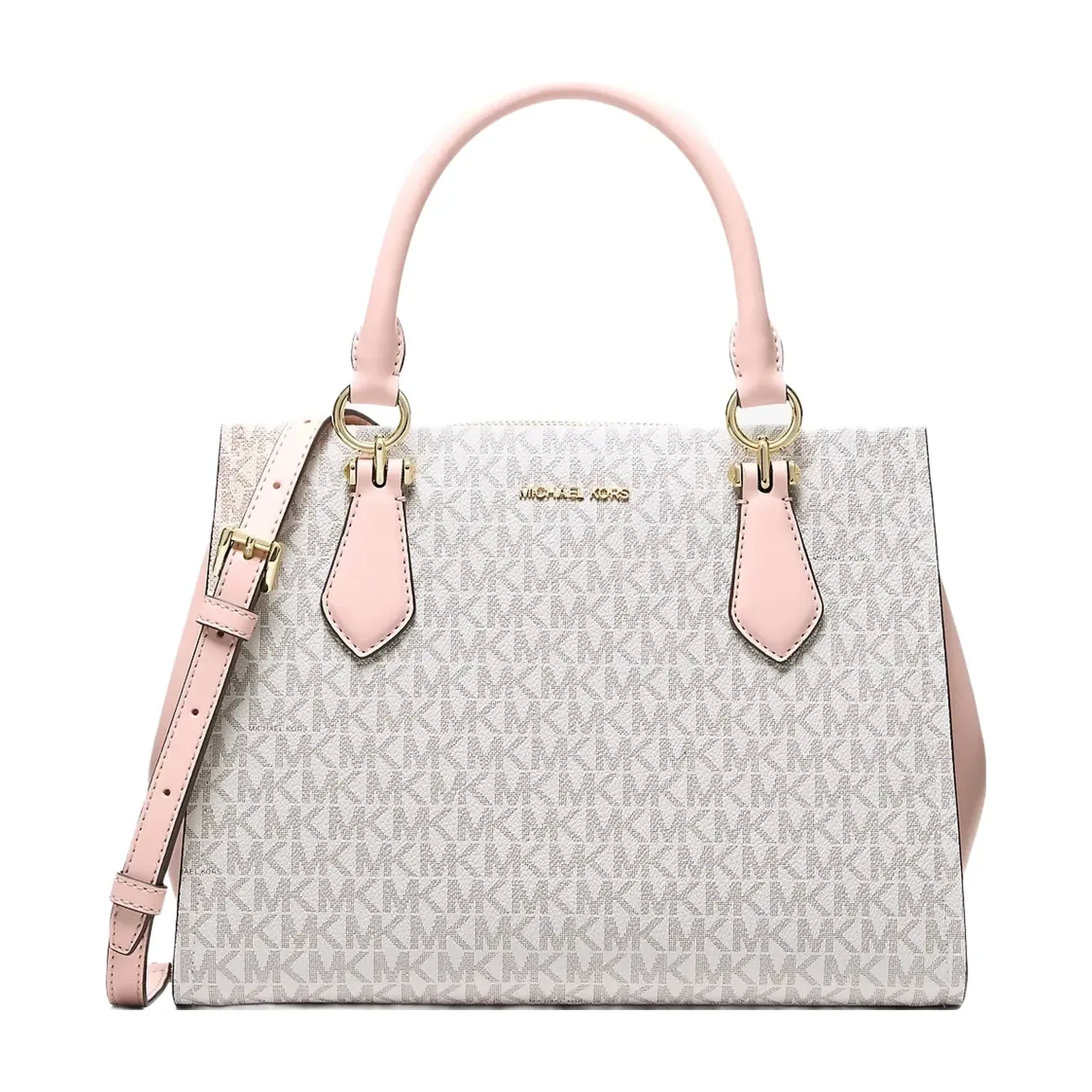 Michael Kors Marilyn Medium Signature Logo Convertible Satchel Pwd Blsh Mlt