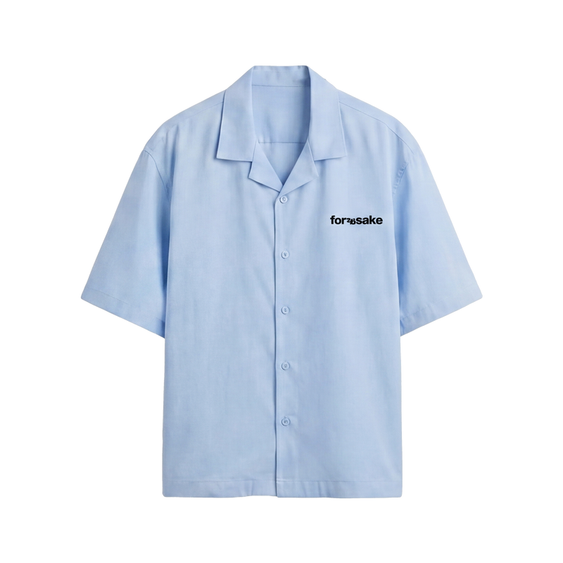 Forfksake Try Harder Light Blue Bowling Shirt