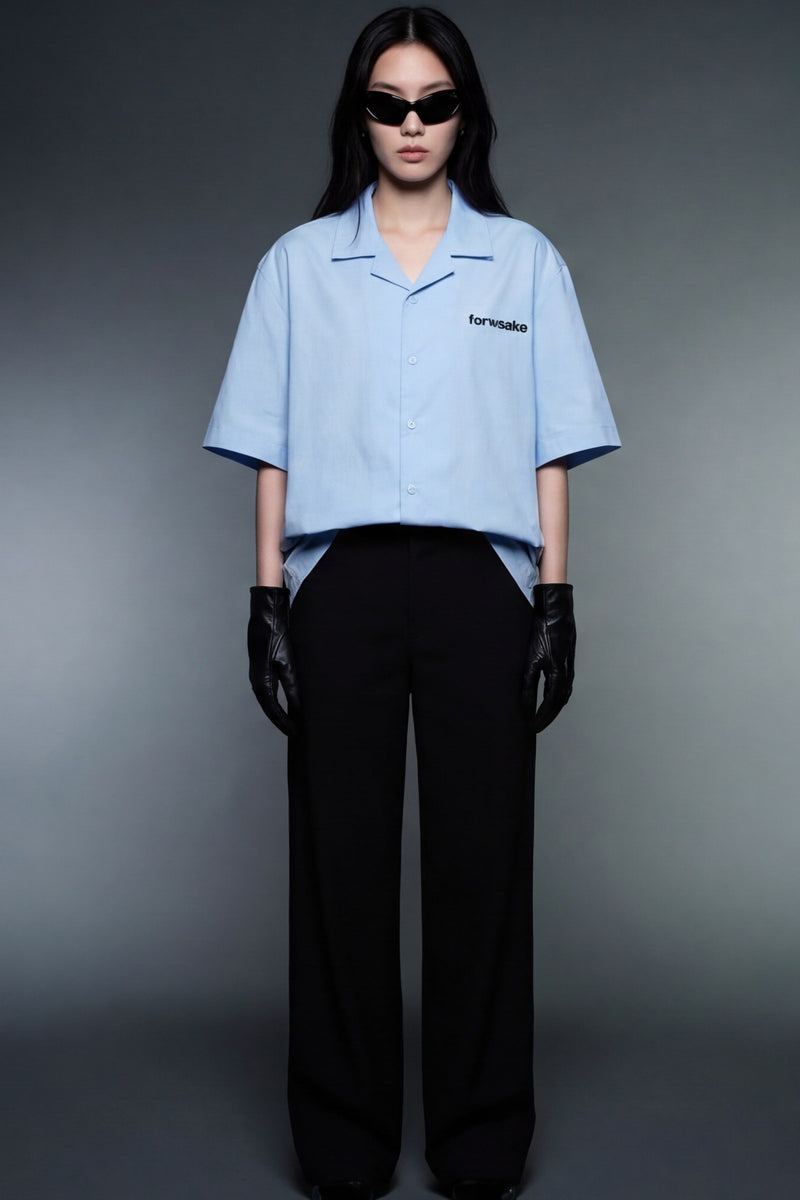 Forfksake Try Harder Light Blue Bowling Shirt