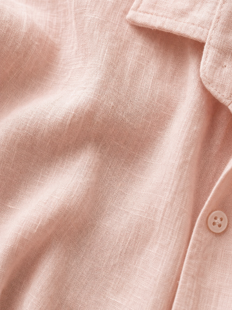 Tailored Open Collar Linen Shirt – Blush