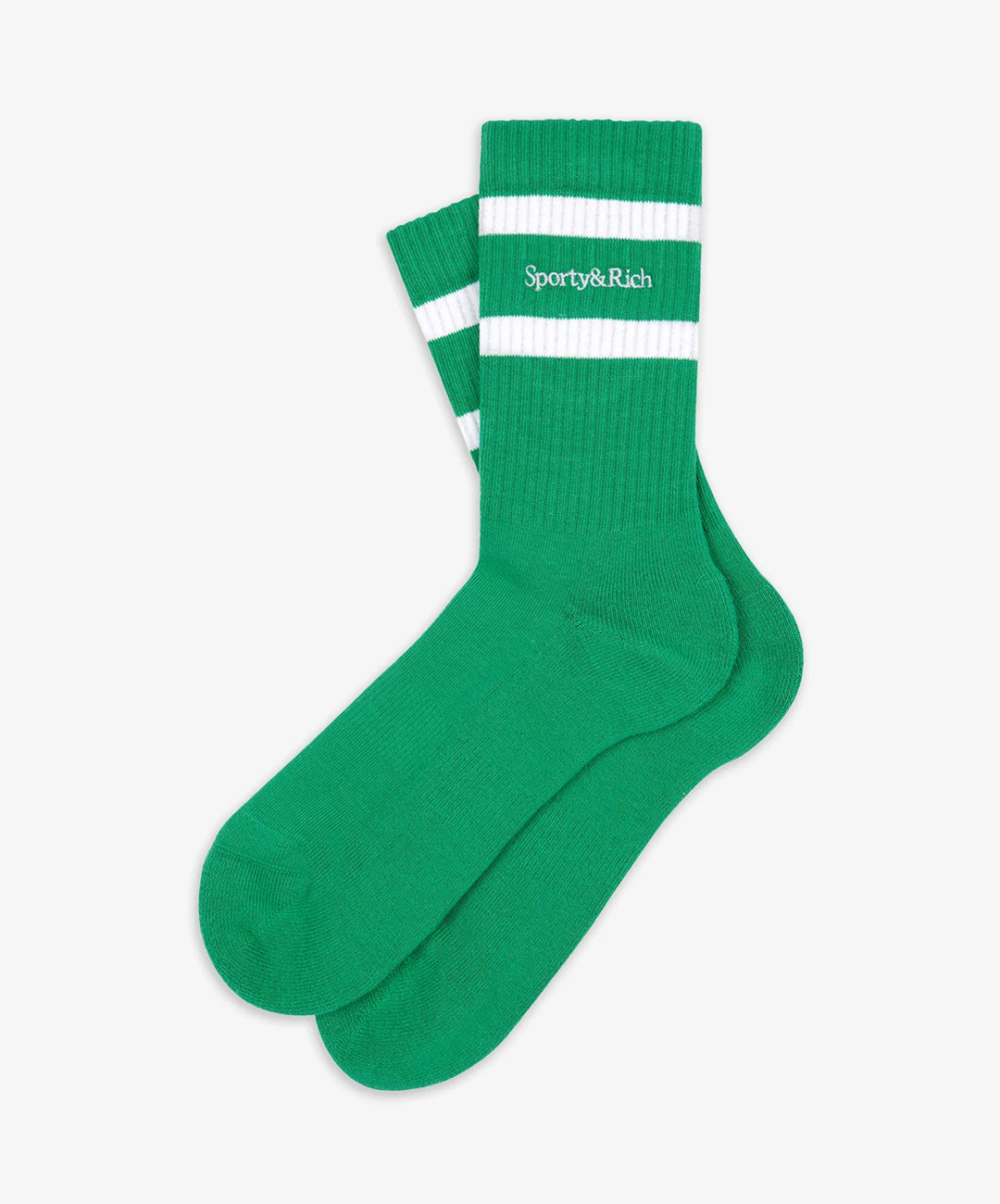 SPORTY & RICH SERIF LOGO SOCKS { VERDE/WHITE