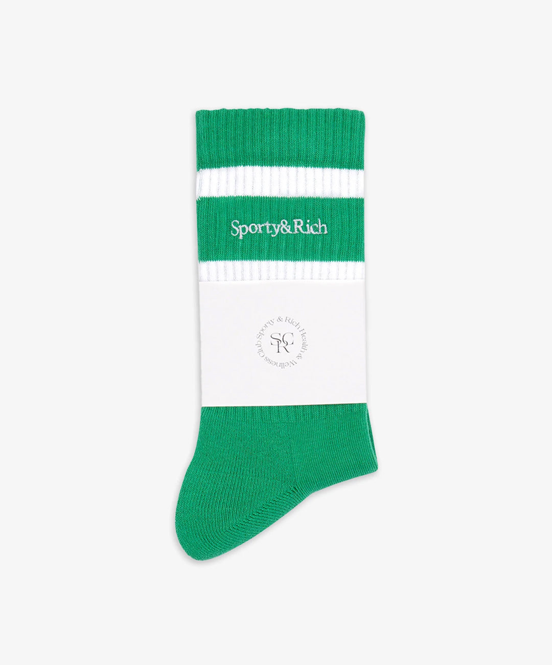 SPORTY & RICH SERIF LOGO SOCKS { VERDE/WHITE