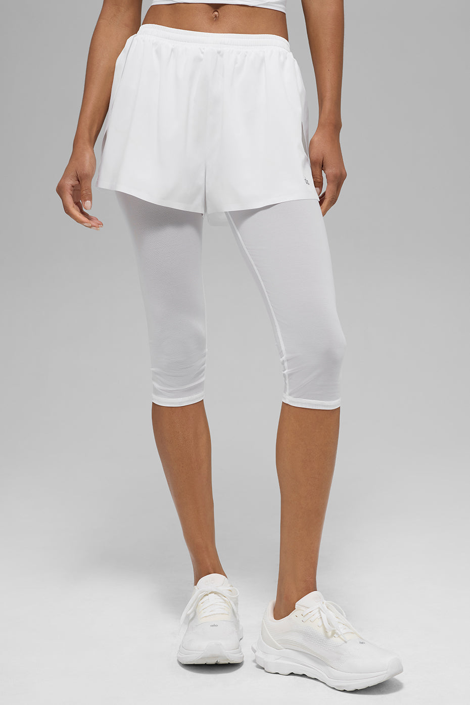 Alo Yoga Mesh Front Runner 2 In 1 Short - White
