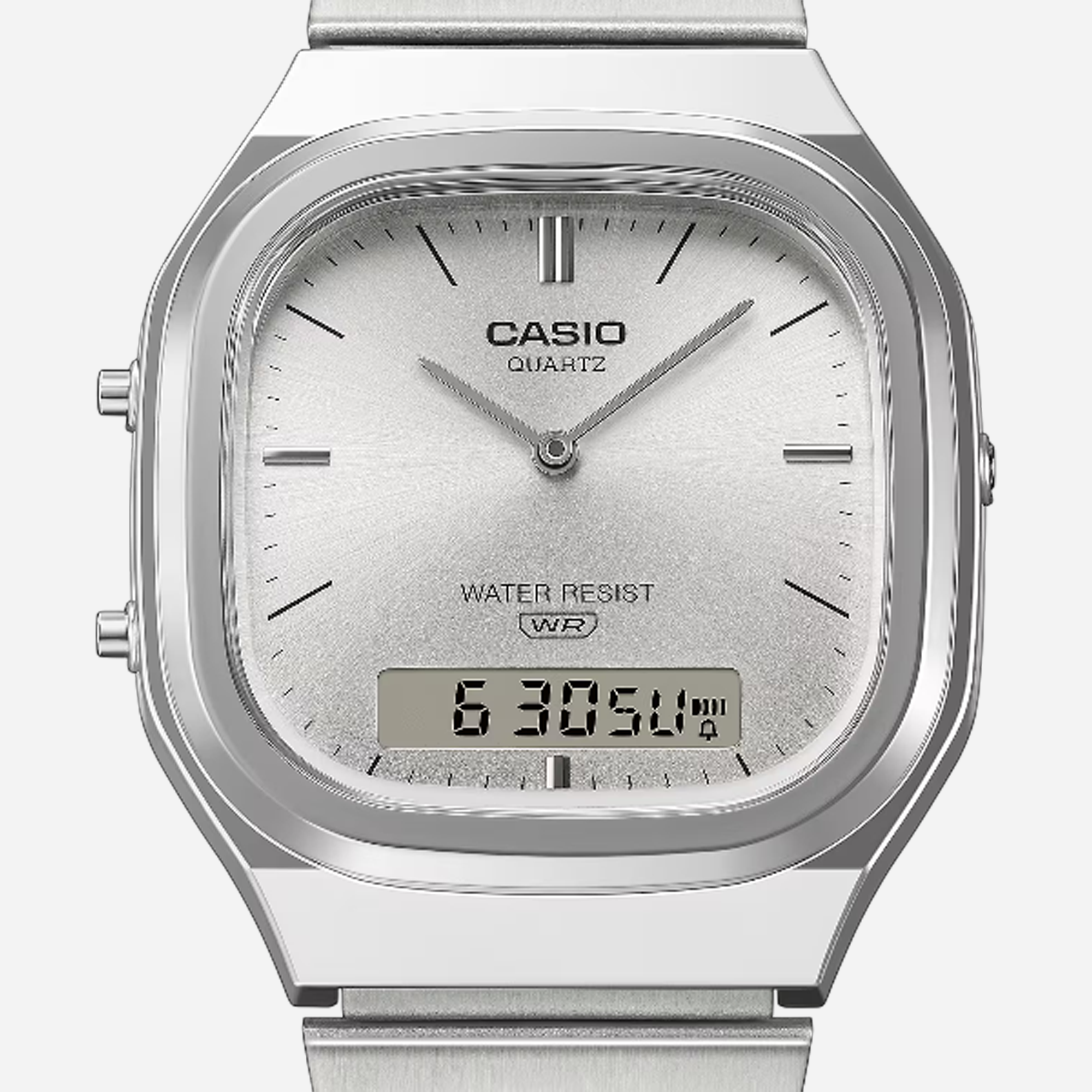 Casio Vintage AQ-240E-7A Silver Dial Analog Digital Stainless Steel Watch with Dual Time D420