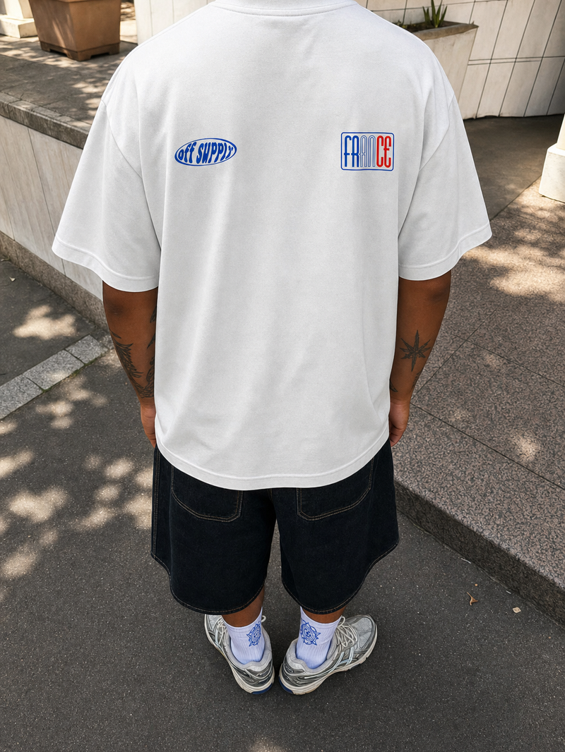Off Supply Bleu Blanc White T-Shirt
