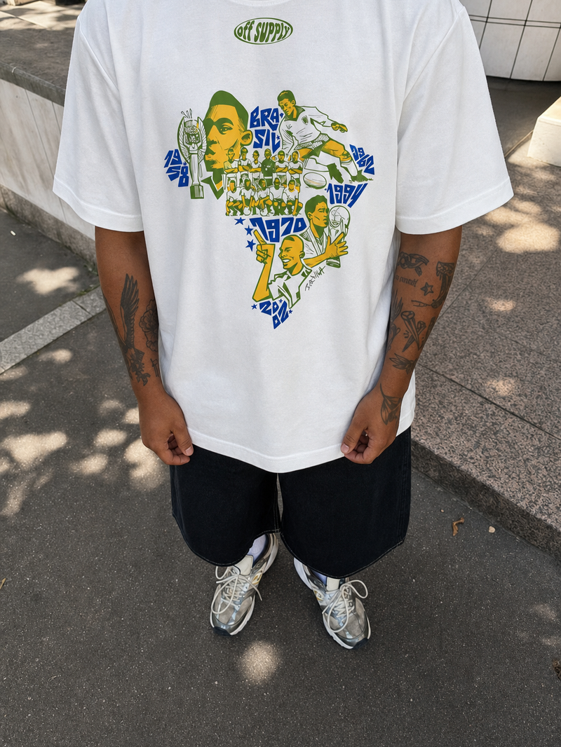 Off Supply Brazil Heritage White T-Shirt