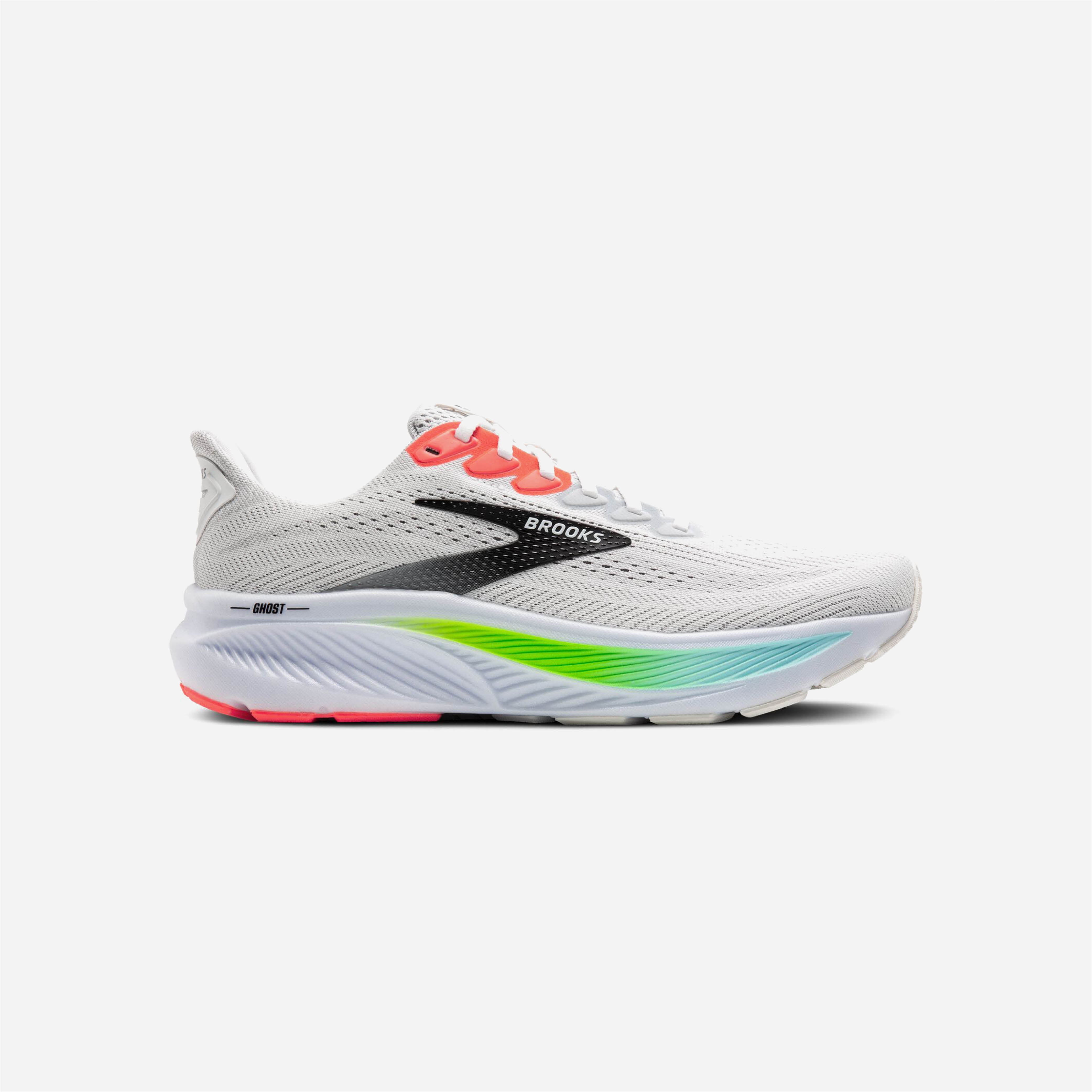 Brooks Ghost 17 White Pink Clay Gecko