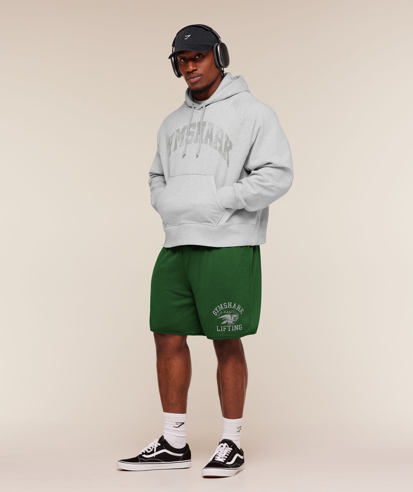 Gymshark Retro Collegiate Graphic Hoodie Bros Soft Grey Marl