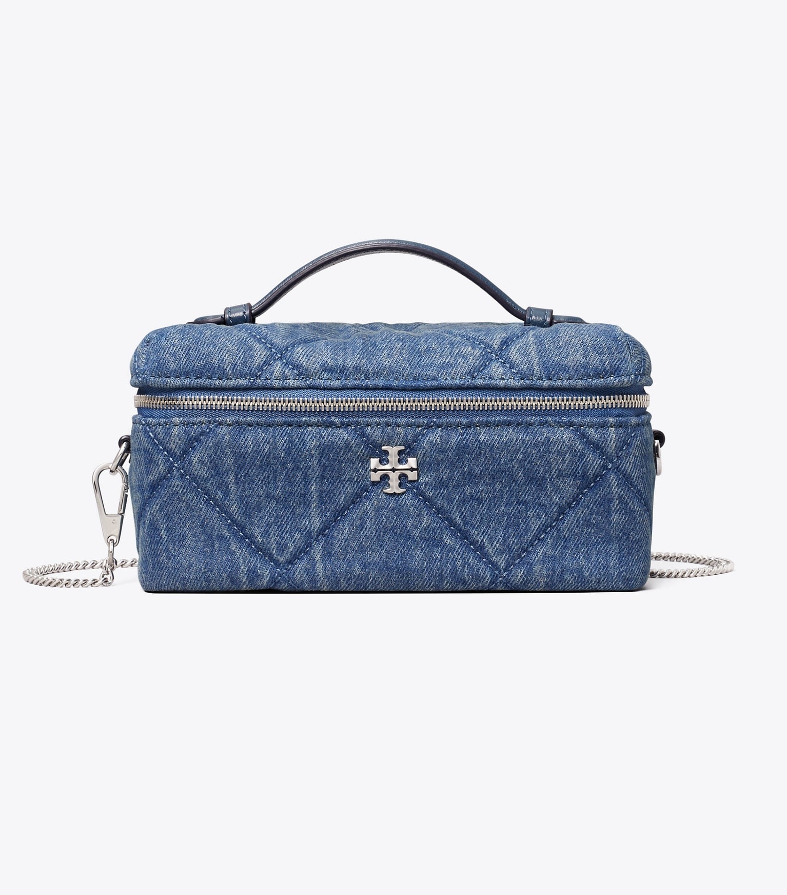 Kira Diamond Quilt Denim Vanity Case