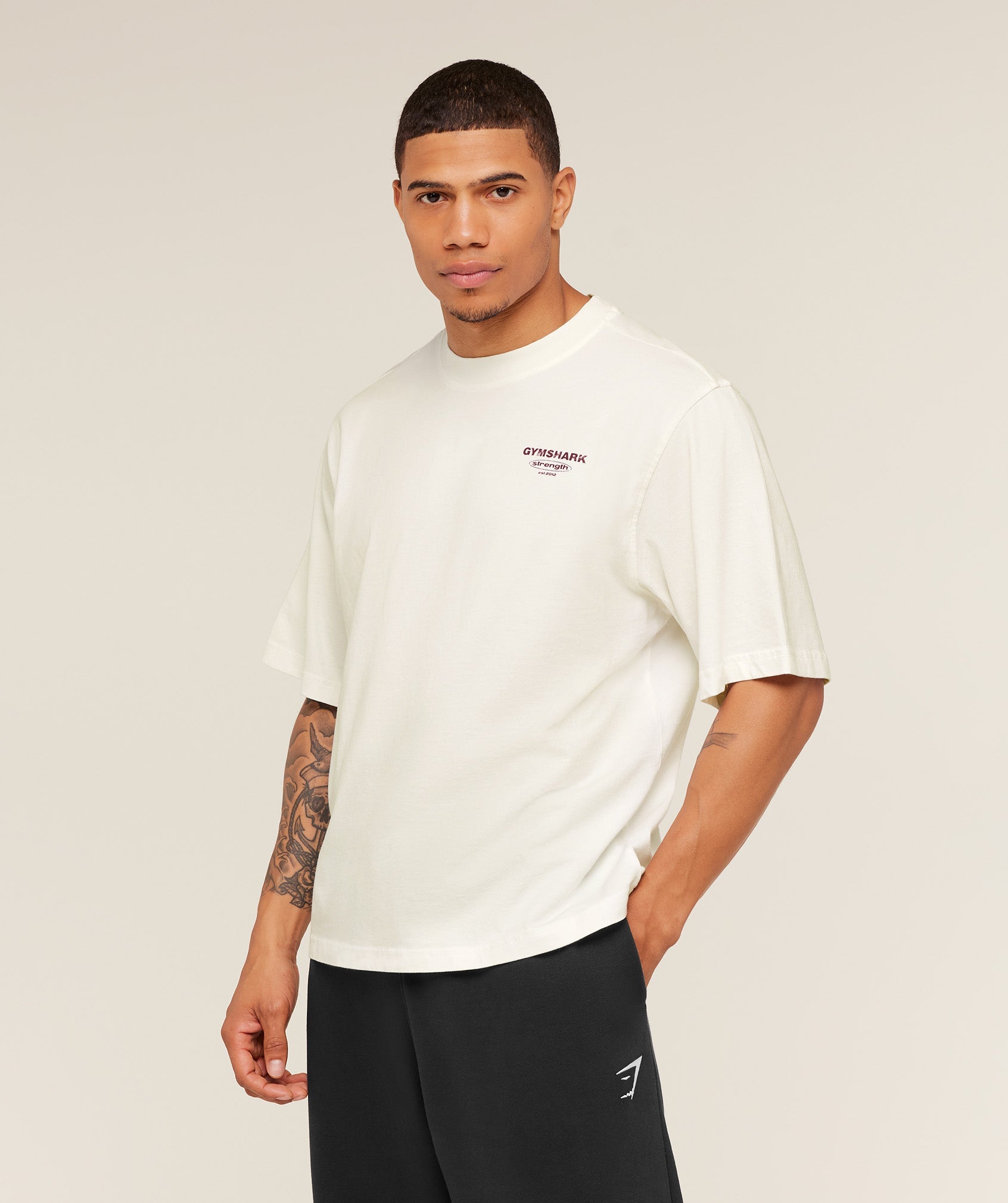 Gymshark Strength Stars Washed Graphic T-Shirt Soft White