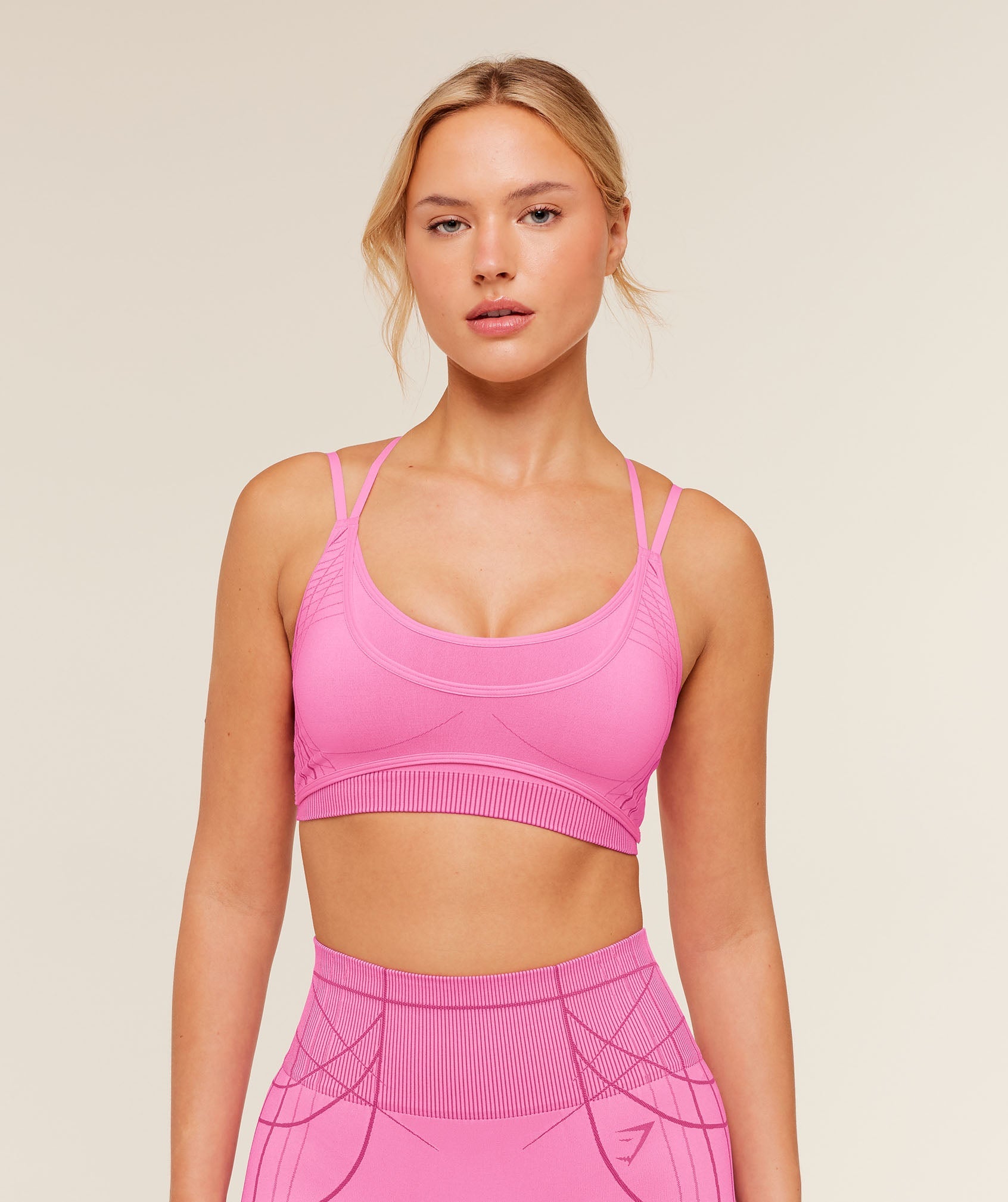 Women's Gymshark Apex Seamless Strappy Sports Bra Focus Pink