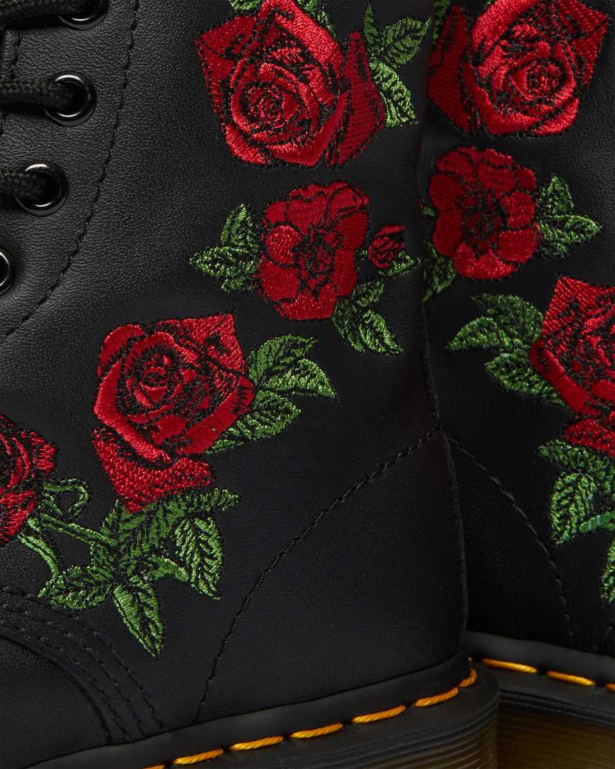 1460 Vonda Floral Leather Lace Up Boots — Black