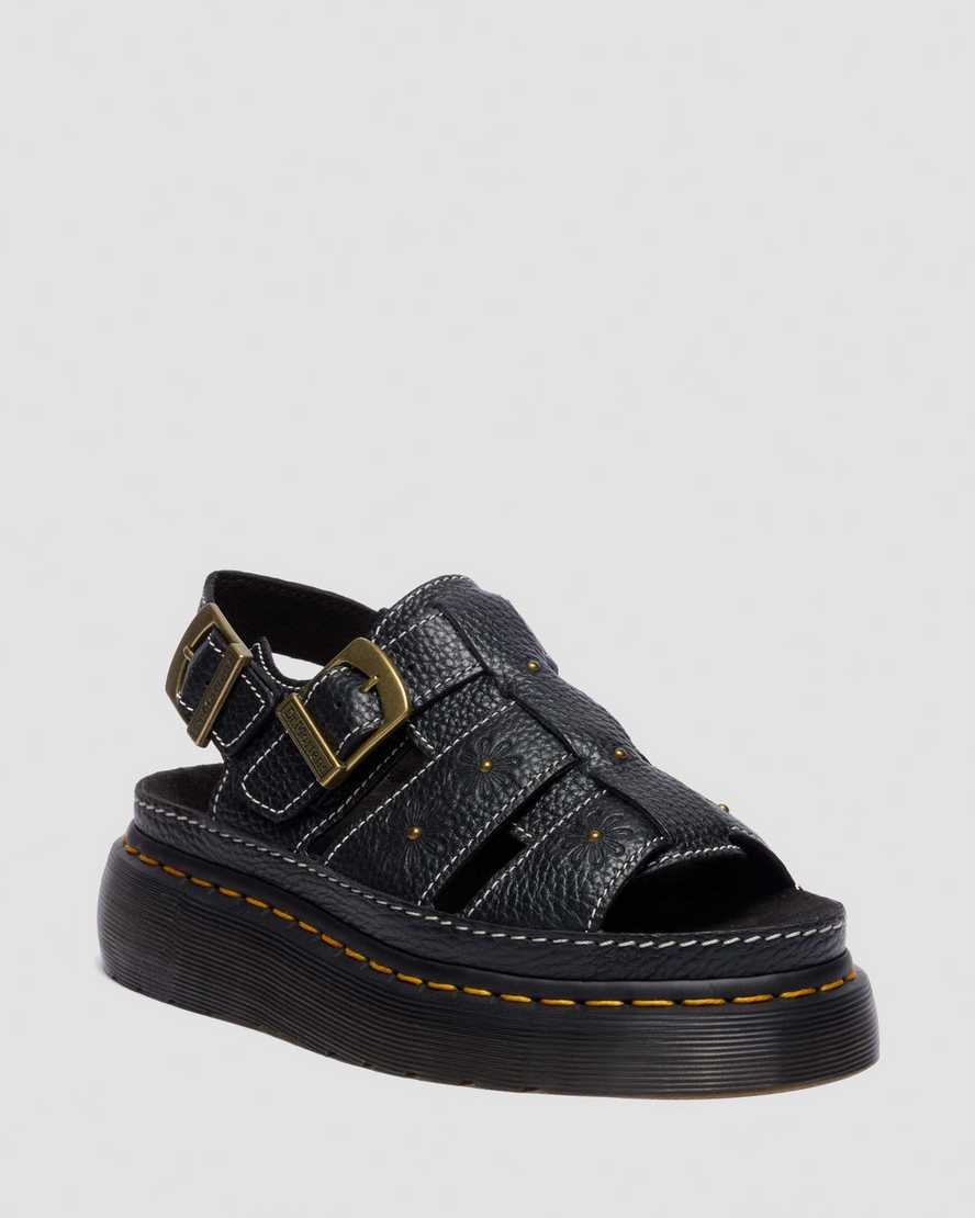 Wrenlie Open Toe Nappa Leather Fisherman Platform Sandals — BLACK MILLED NAPPA