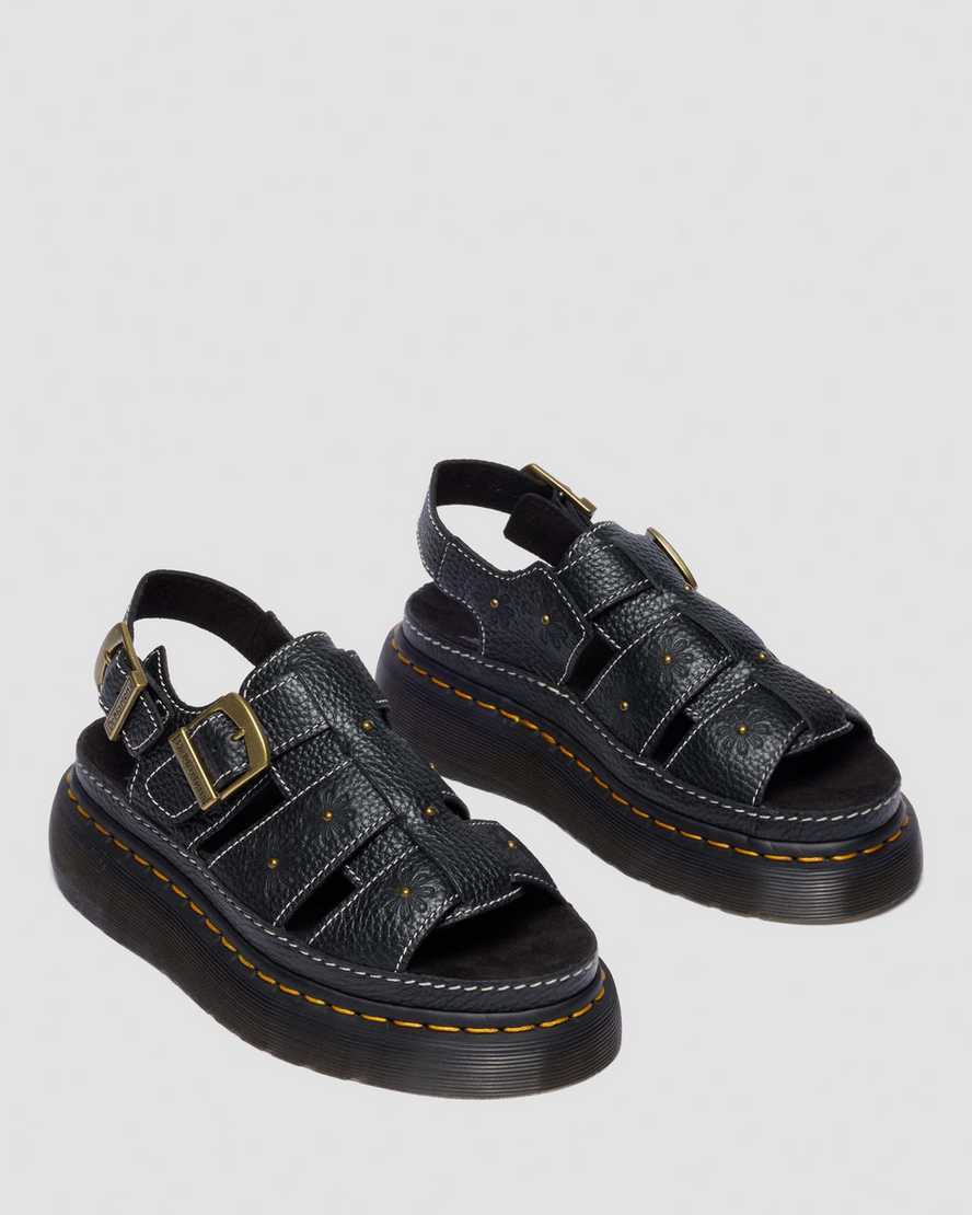 Wrenlie Open Toe Nappa Leather Fisherman Platform Sandals — BLACK MILLED NAPPA