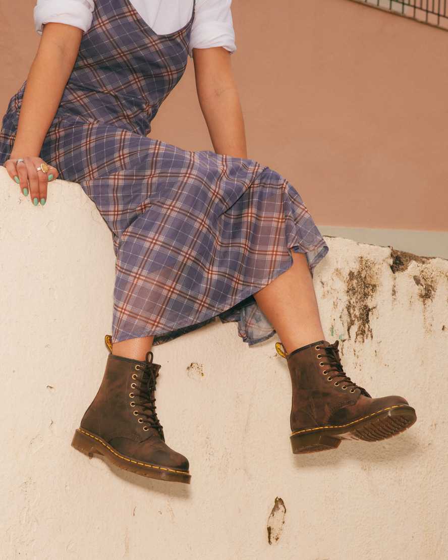 1460 Crazy Horse Leather Lace Up Boots — Brown