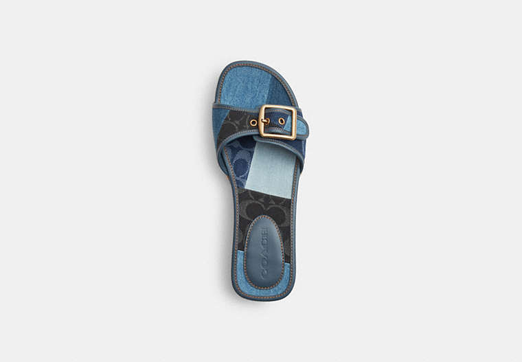 Margot Wooden Sandal With Signature Denim Patchwork