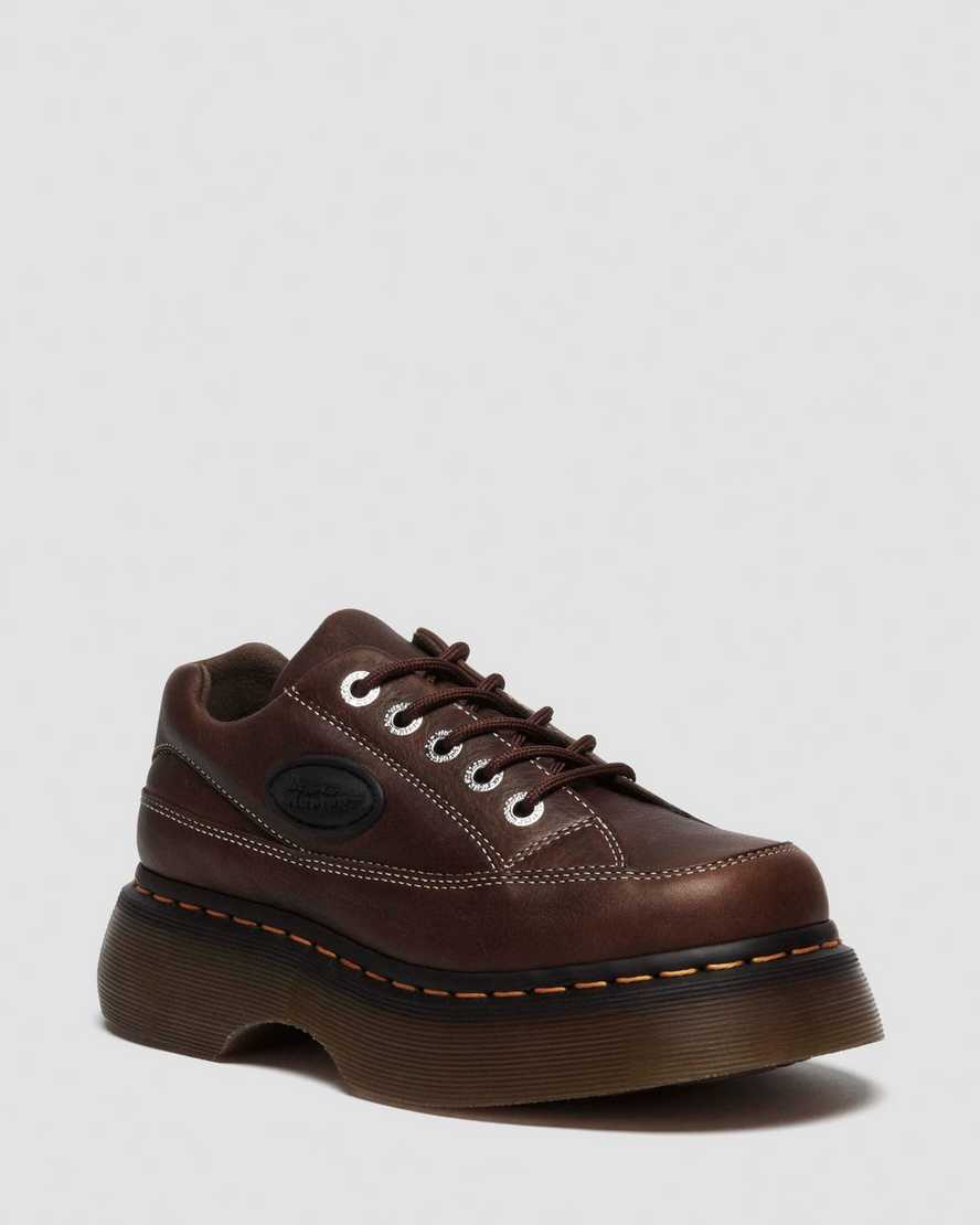 Buzz 5-eye Grizzly leather shoes — Dark Brown