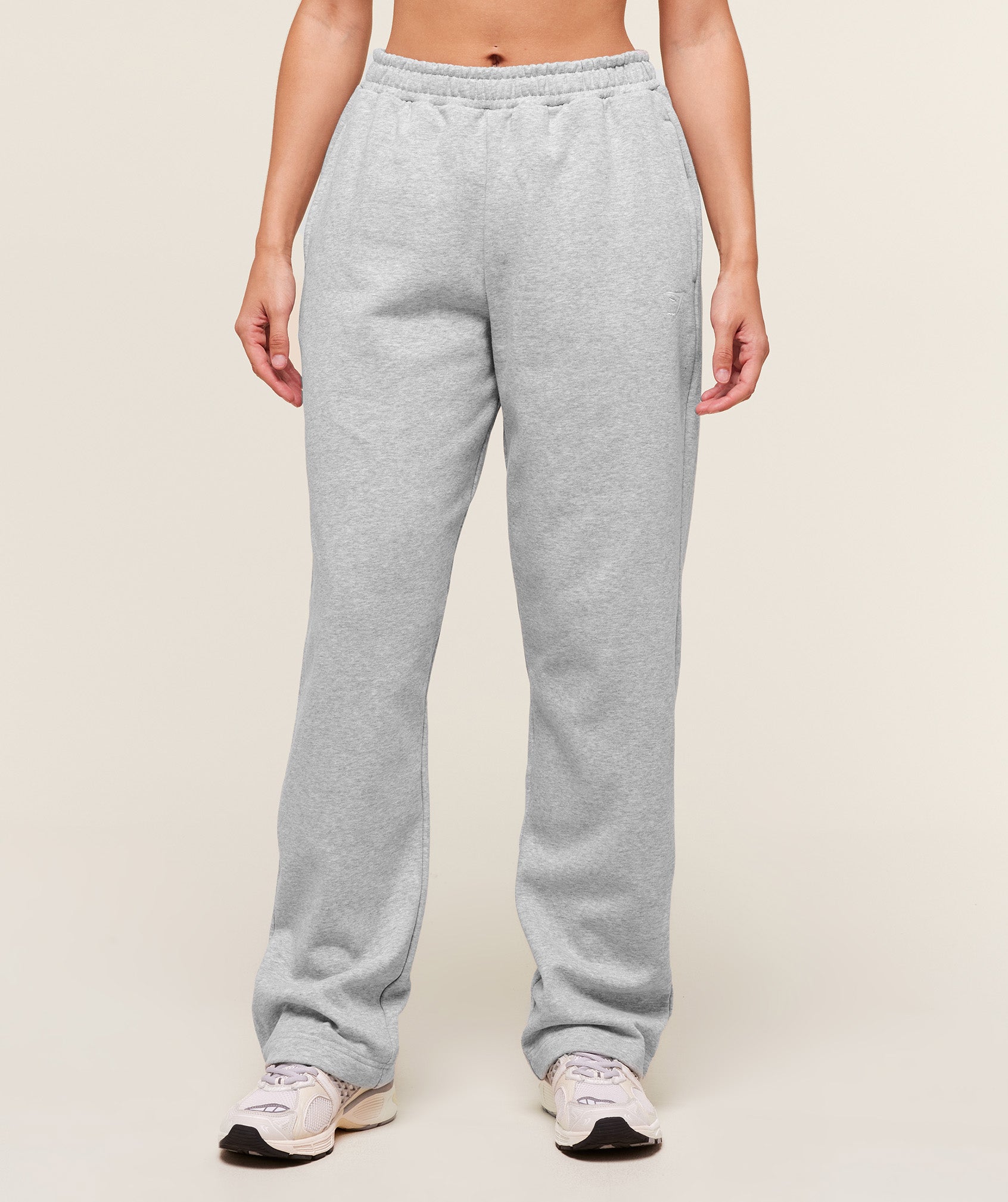 Women's Gymshark Training Fleece Straight Leg Regular Joggers Light Grey Core Marl