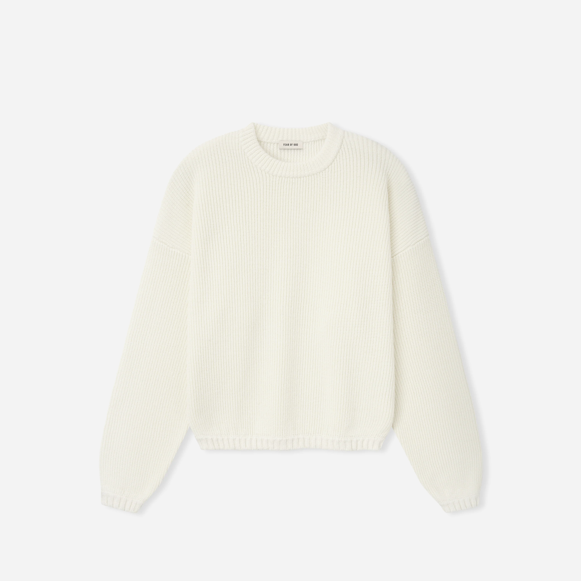 Fear Of God Double Knit Linen Wool Cotton Crewneck Sweater Cream
