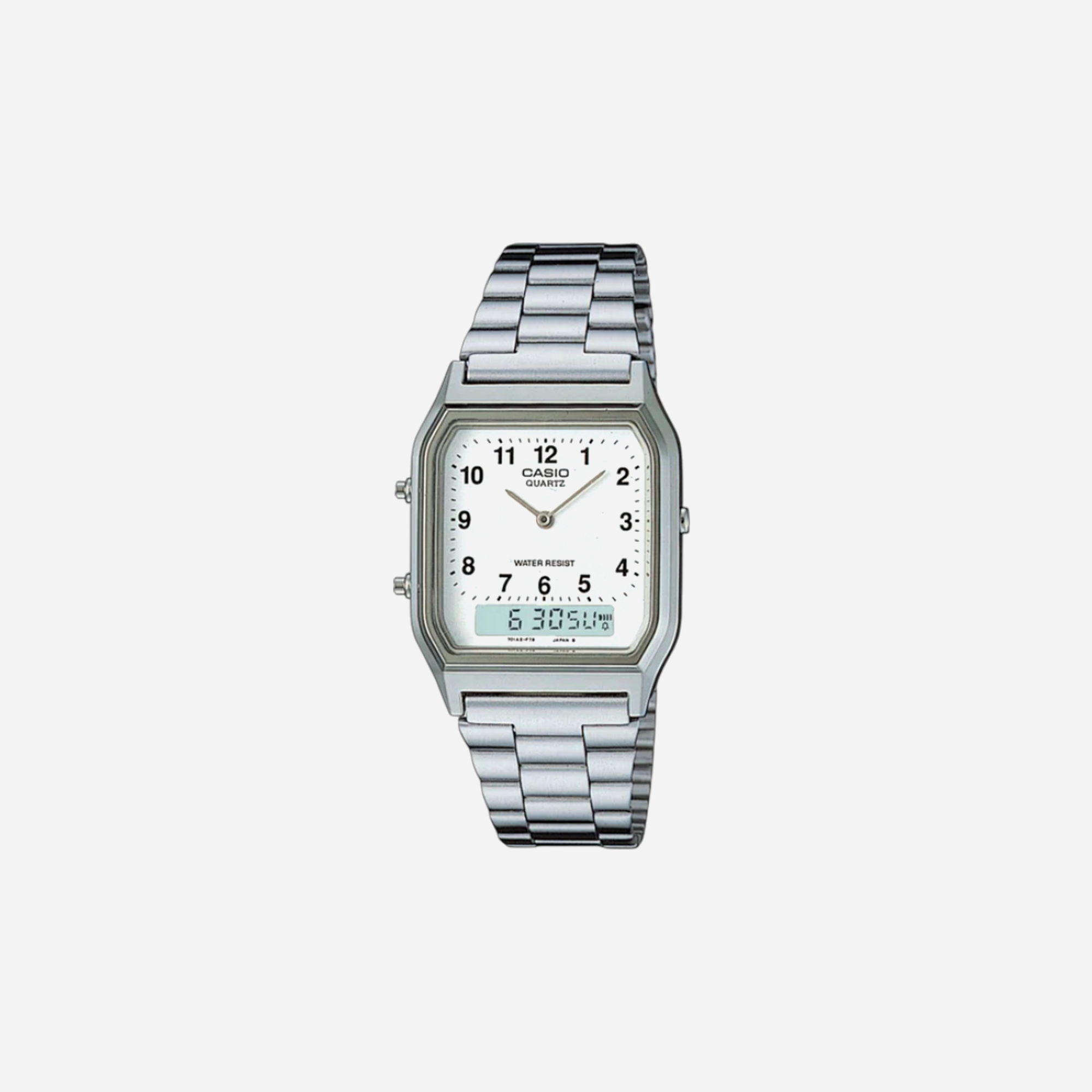 Casio Vintage AQ-230A-7BMQ Quartz White Dial Analog Stainless Steel Watch