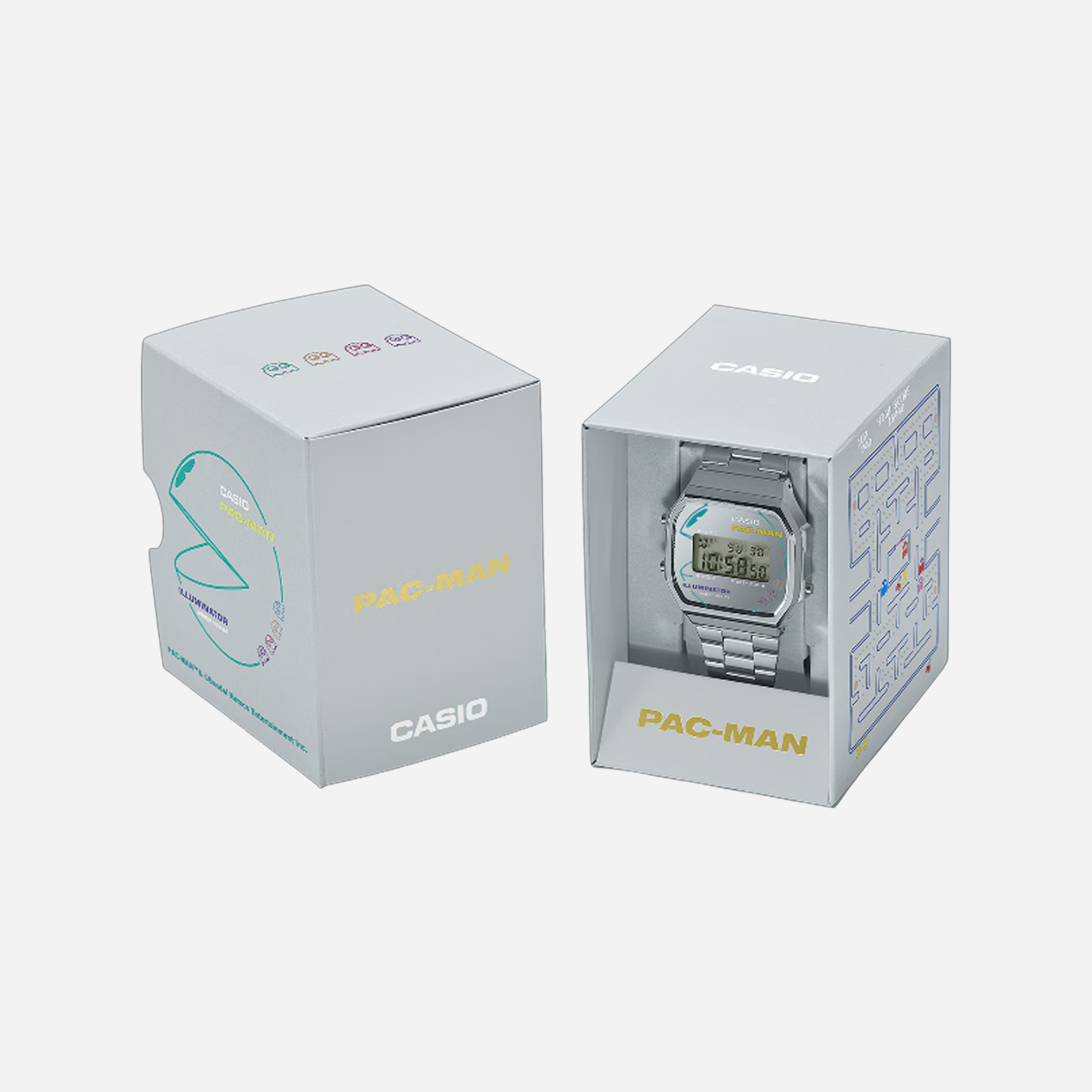 Casio Vintage A168WEPC-7ADR PAC-MAN Limited Edition Quartz Silver Dial Digital Stainless Steel Watch