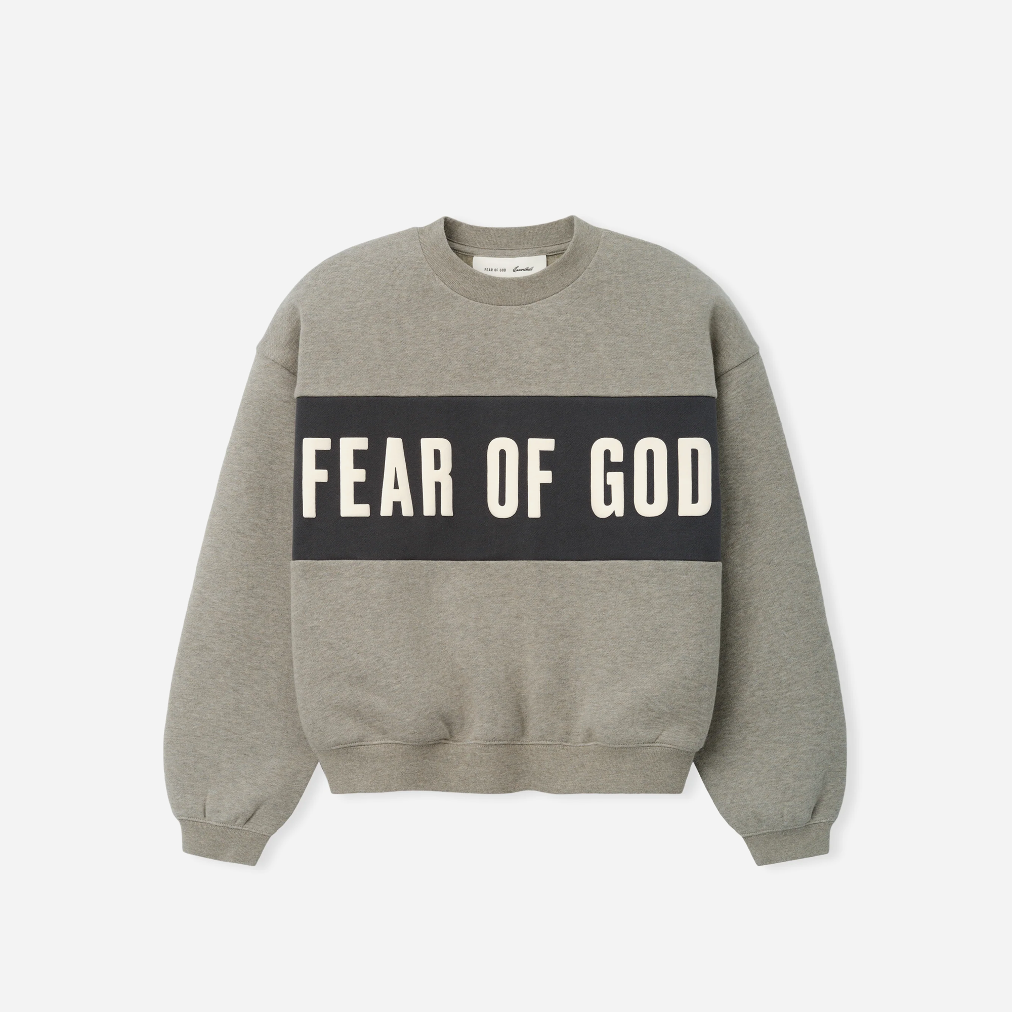 Fear Of God Essentials Kids Cropped Relaxed Panelled Sweatshirt Seal Heather/ Iron Grey