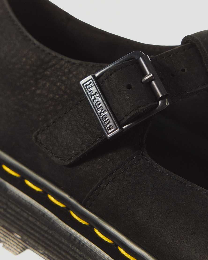 Zebzag Milled Nubuck Mary Jane Shoes — Black