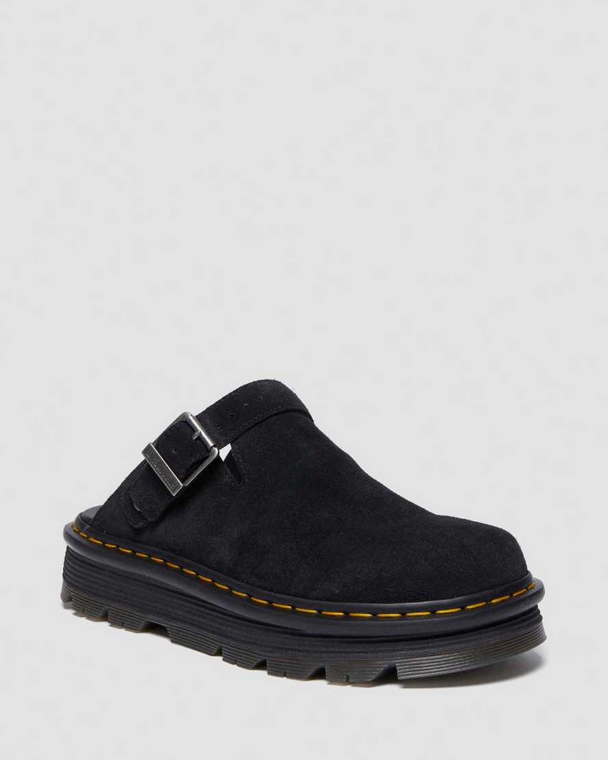Zebzag Suede Casual Slingback Platform Mules — Black