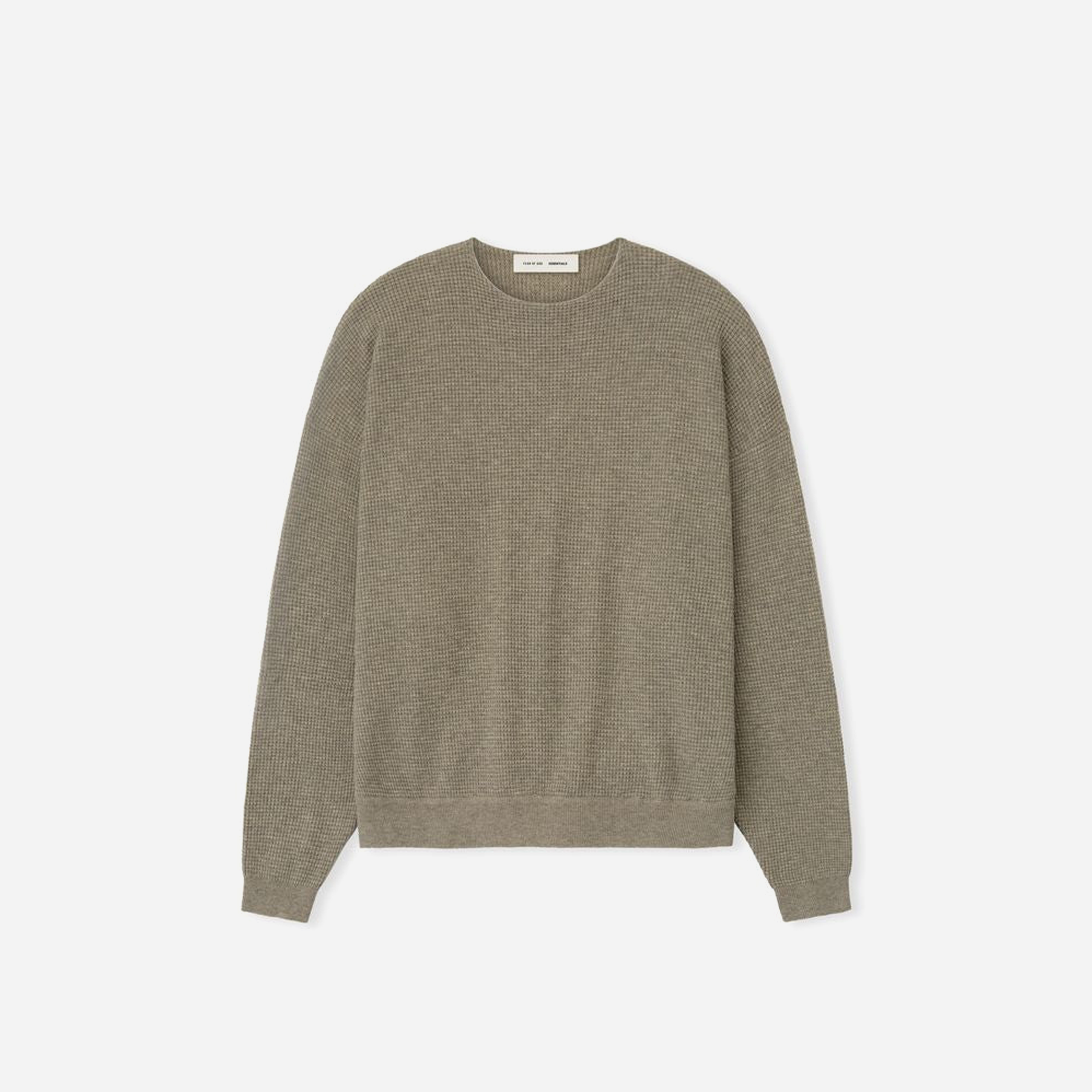 Fear Of God Essentials Waffle Crewneck 90s Sweater Hometown Heather