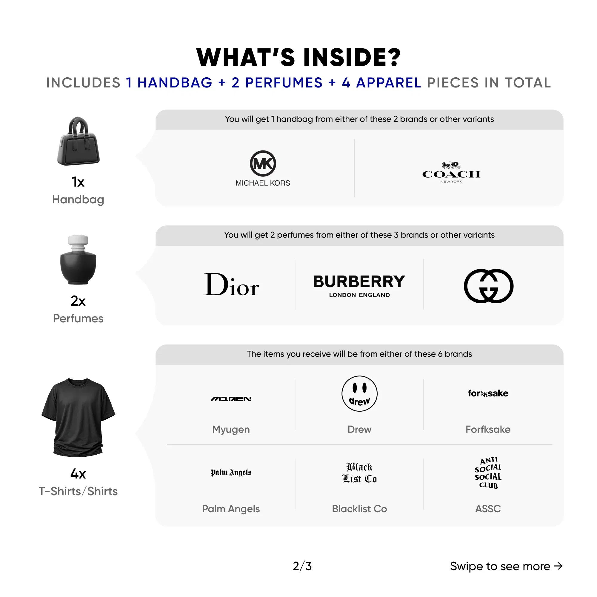 Mystery Box - Soulmate (Worth ₹70,000) (For Her) [Luxury Handbag + 2 Luxury Perfumes + 4 Global Hype Tops Inside]