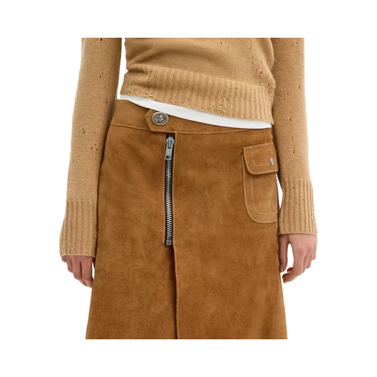 Coach Heritage Suede Midi Skirt in Brown