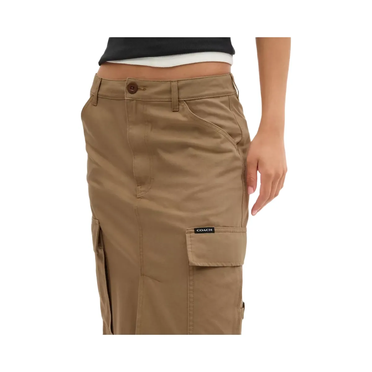 Coach Cargo Maxi Skirt In Organic Cotton in Khaki