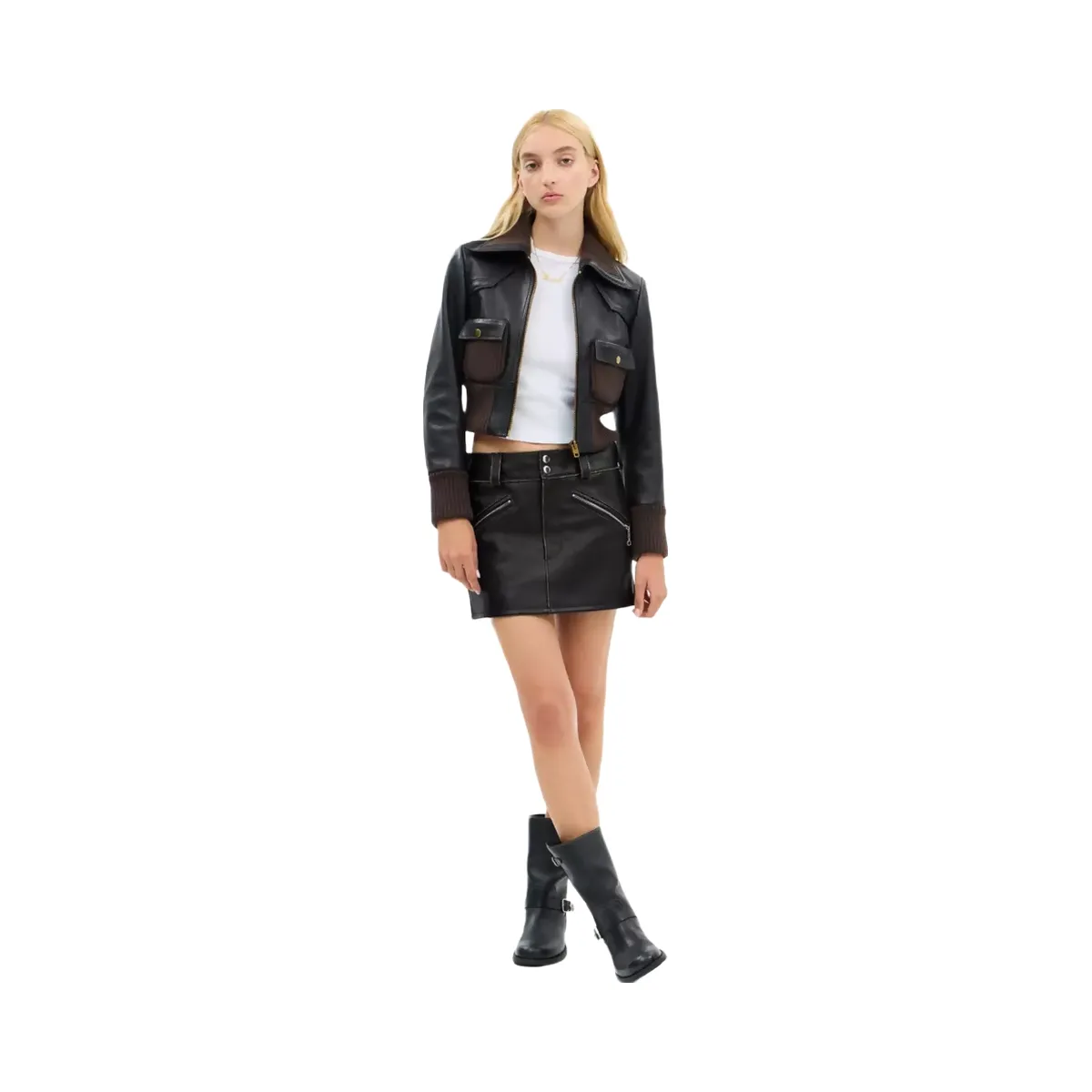 Coach Moto Mini Skirt in Black