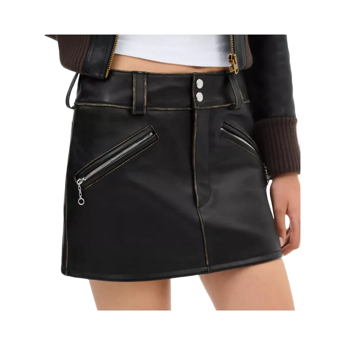 Coach Moto Mini Skirt in Black