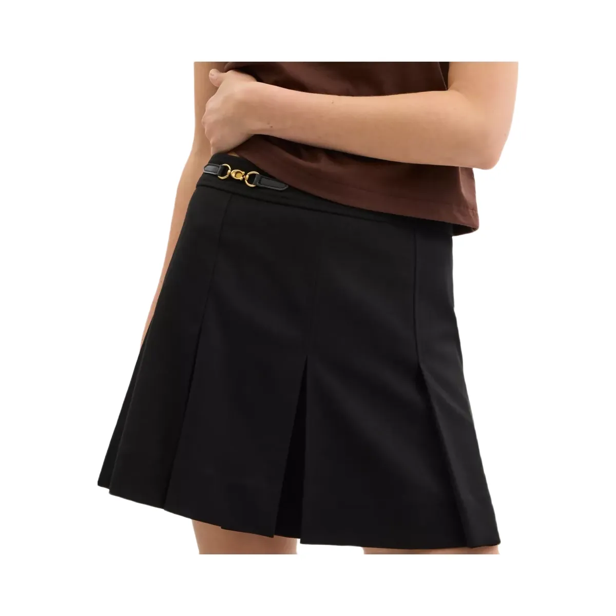 Coach Sculpted C Pleated Skirt In Recycled Polyester in Black