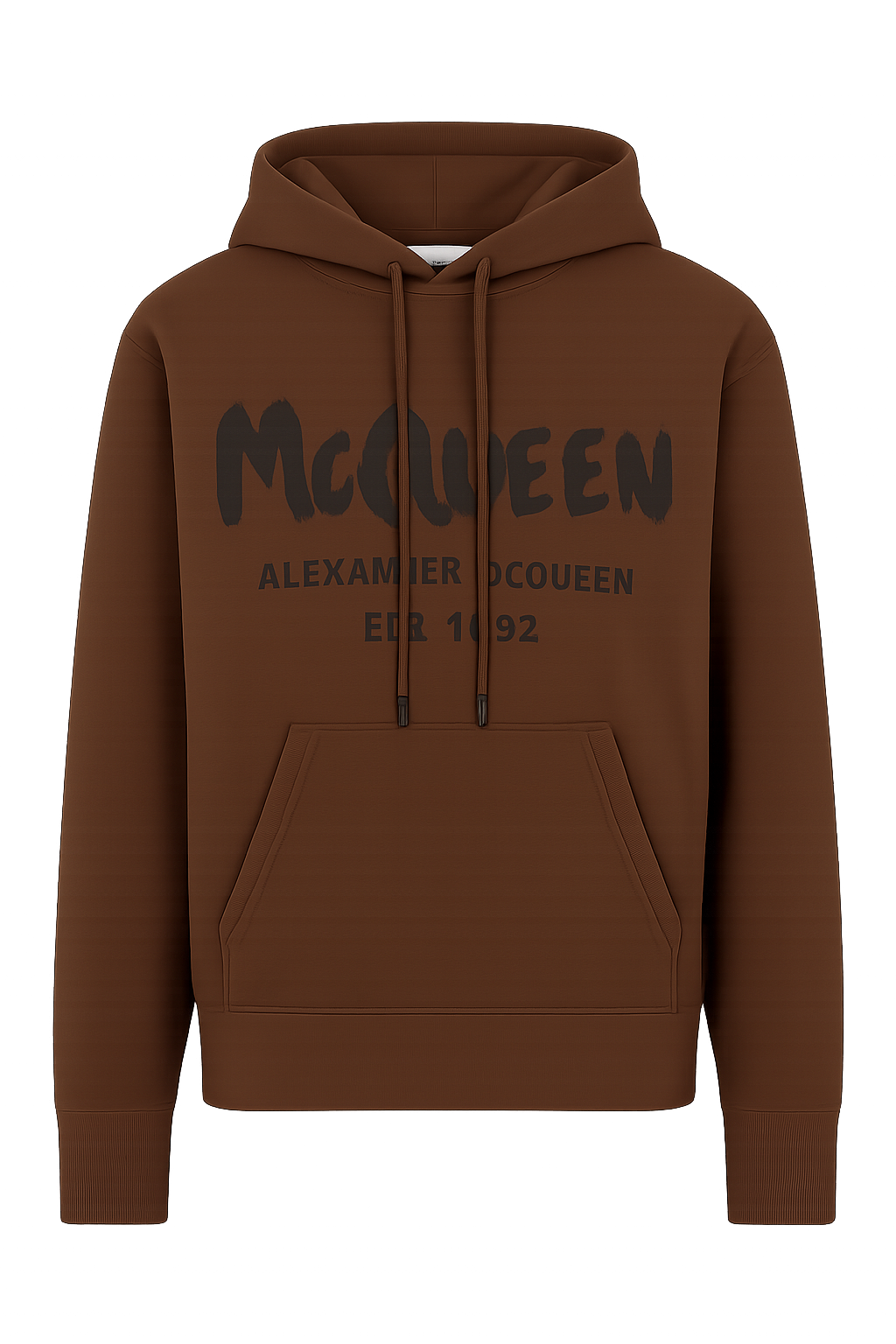 Alexander Mcqueen Brown Hoodie With Watercolor Graffiti Print