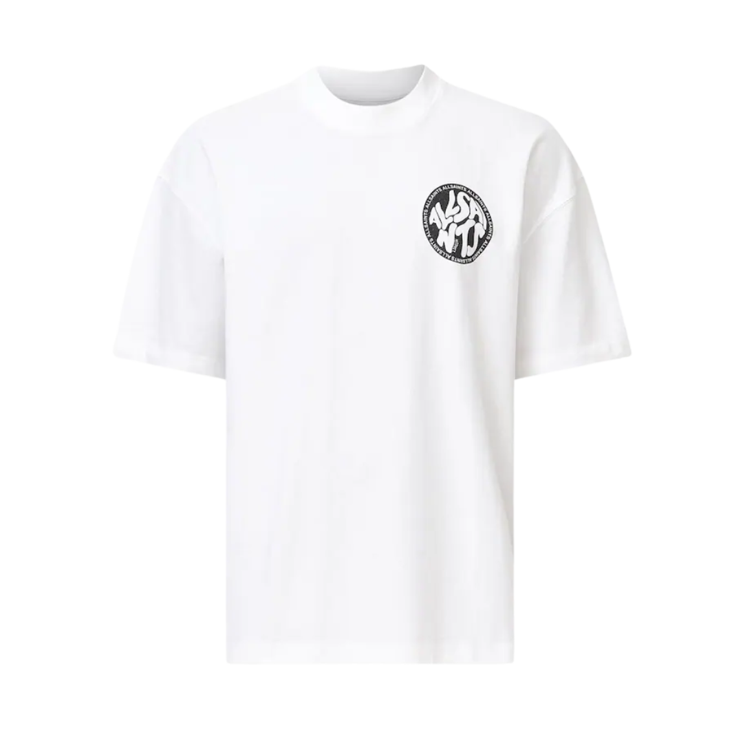Allsaints Distortion T-Shirt In Ashen White