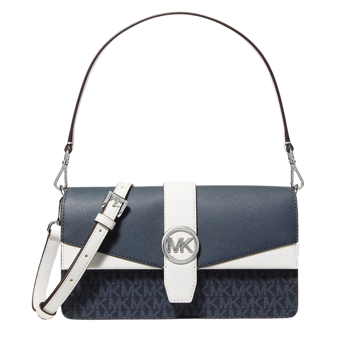 Michael Kors Greenwich Medium Signature Logo Convertible Shoulder Bag Admirl Multi