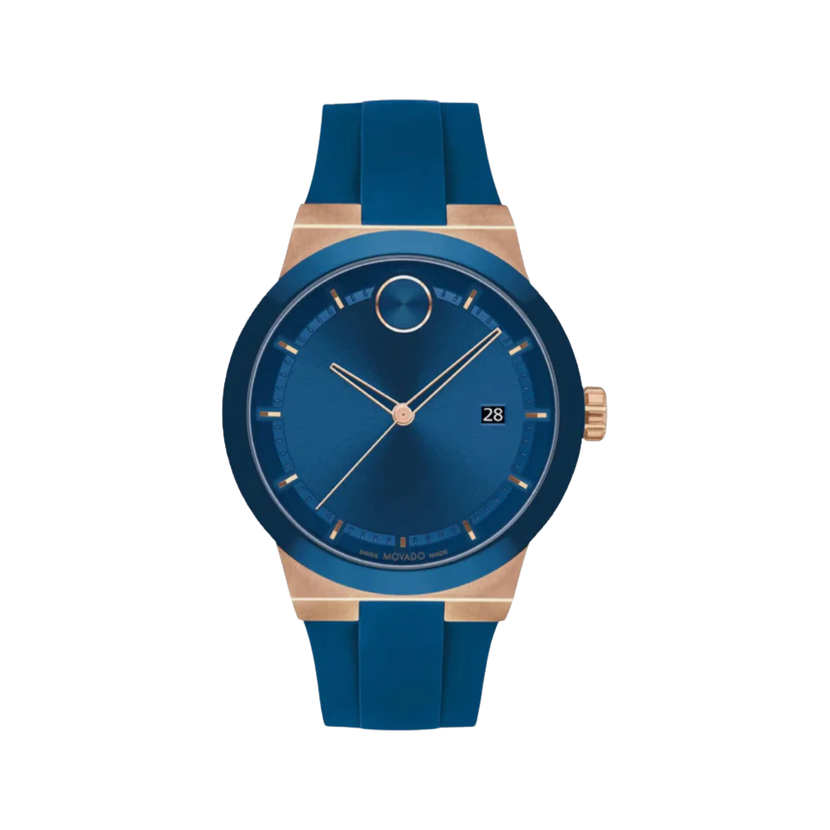 Movado Bold Fusion Men Quartz Blue Dial Analog Silicone Watch 3601140