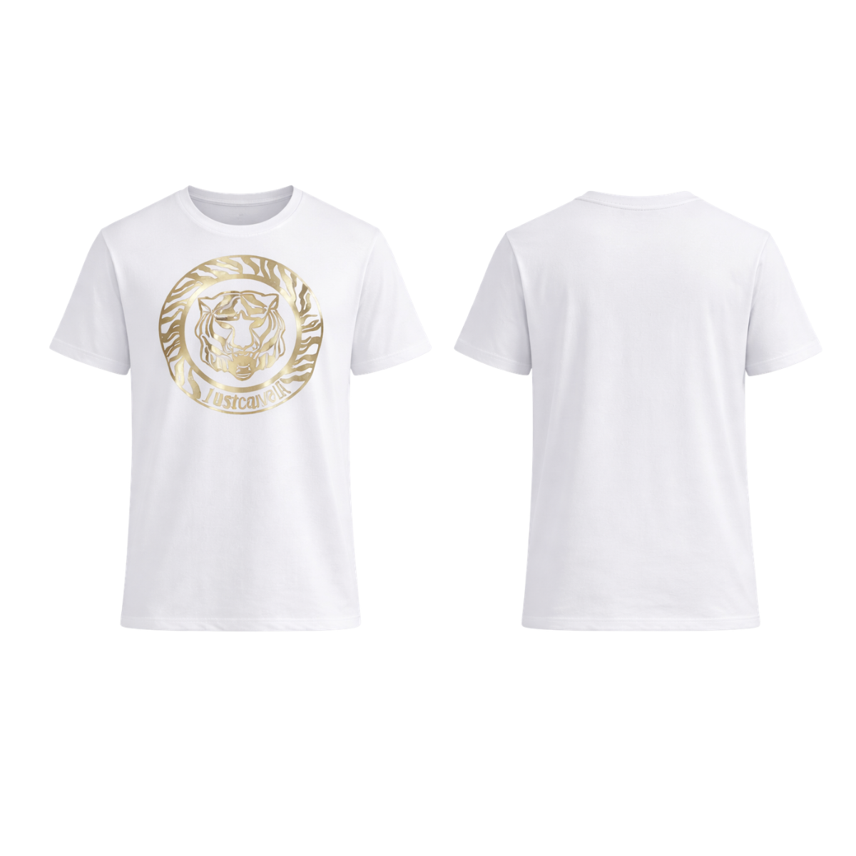 Just Cavalli Graphic Printed Slim Fit Pure Cotton White T-Shirt