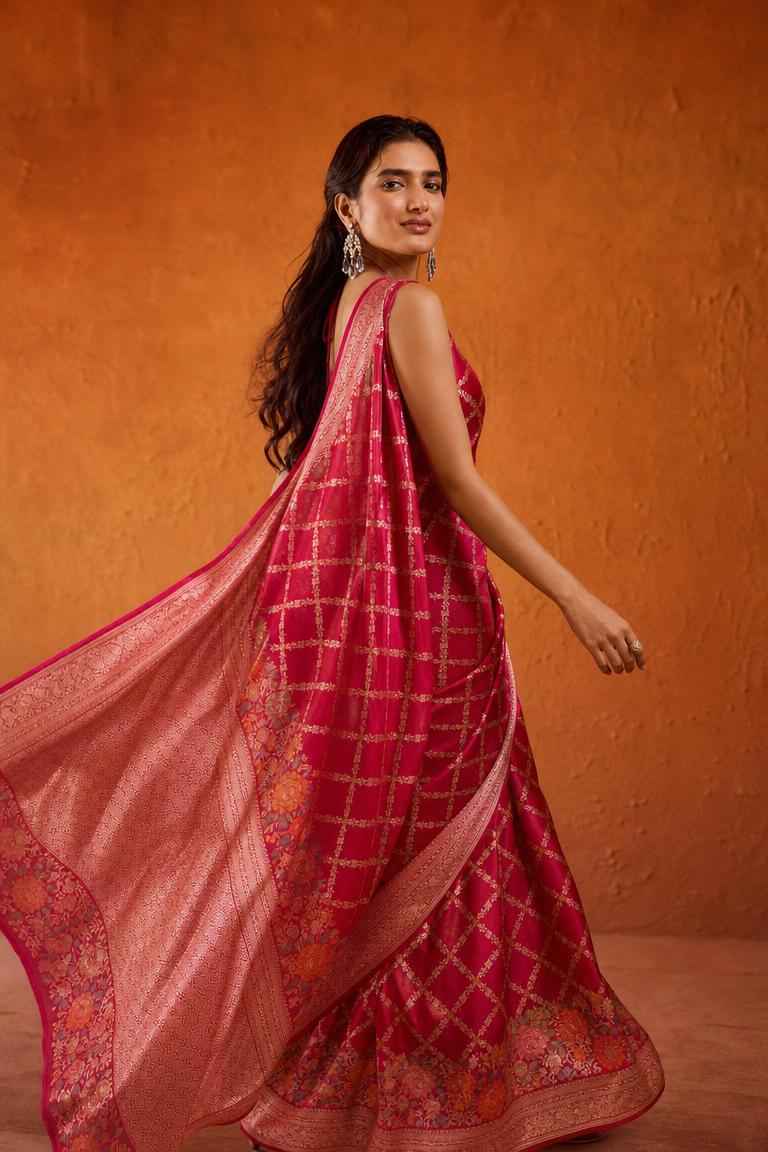 Sunehri Kanchan Banarasi Silk Saree With Silver Zari Weave