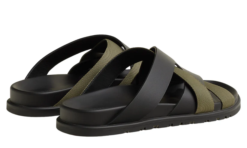 Hermes Kazimir Sandal Black/Tundra Green