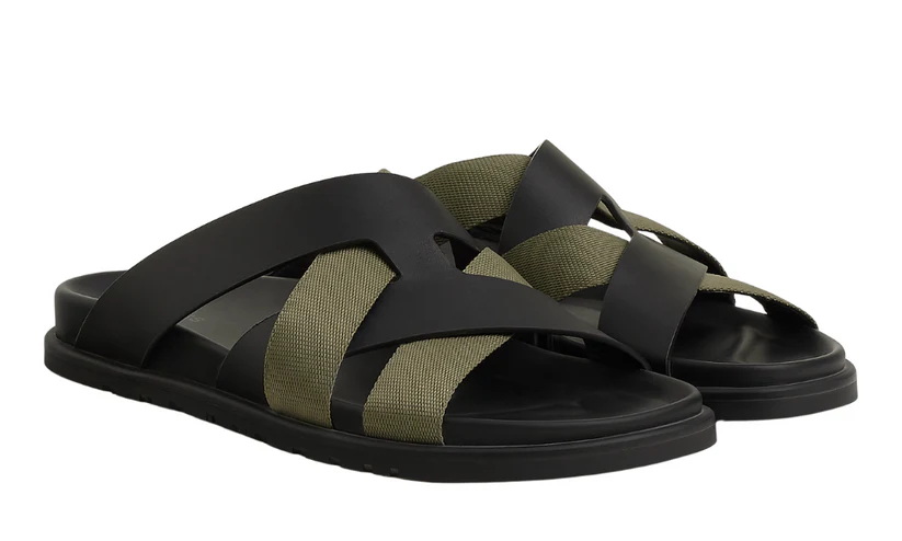 Hermes Kazimir Sandal Black/Tundra Green