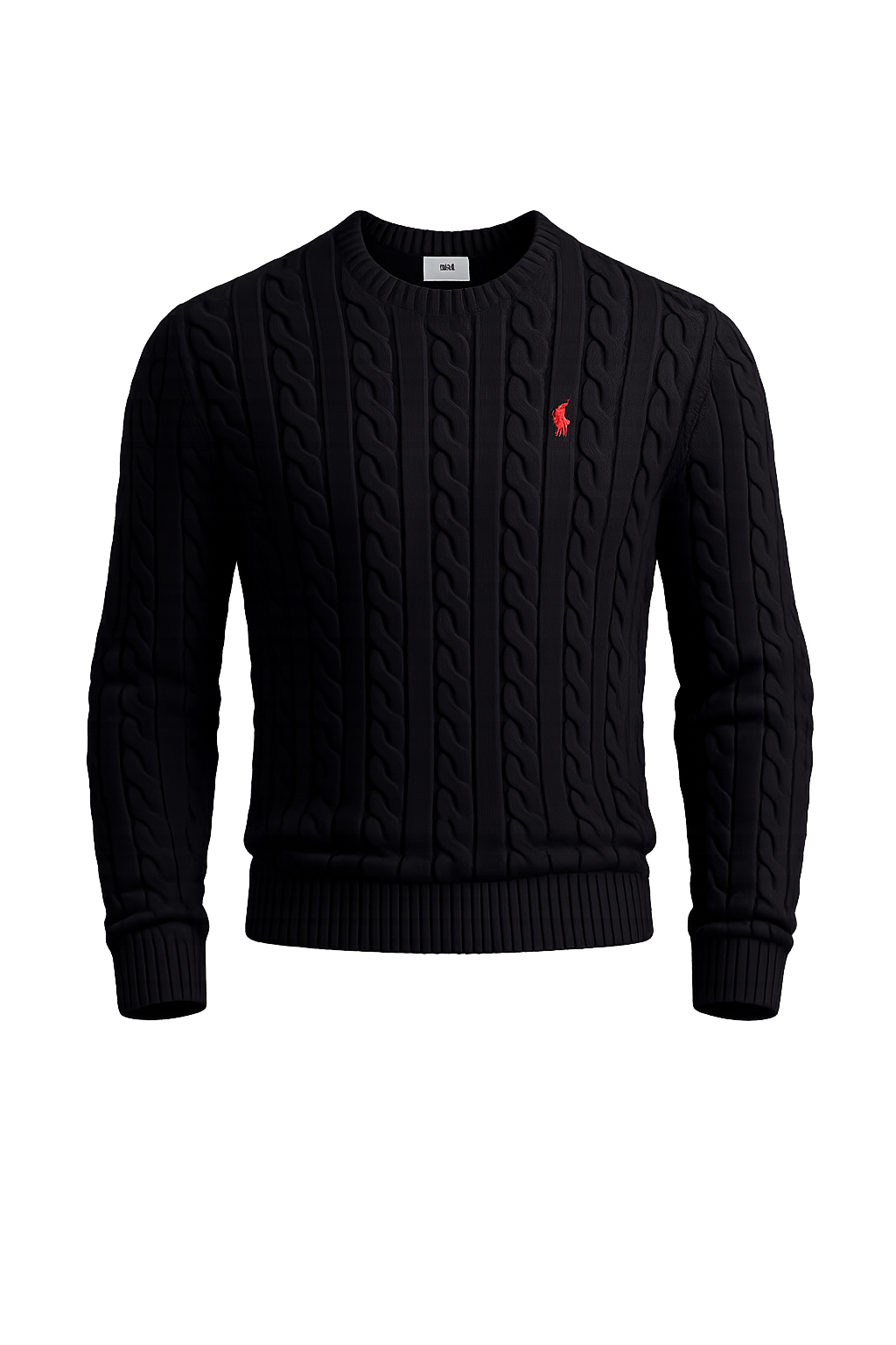 Polo Ralph Lauren logo-embroidered cable-knit black jumper