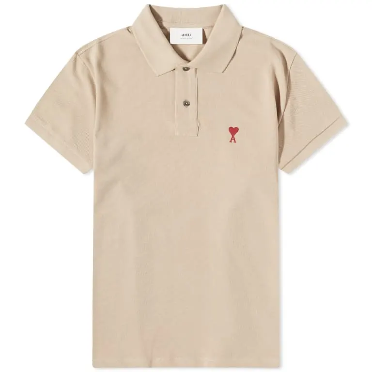AMI Paris Small A Heart Polo Champagne