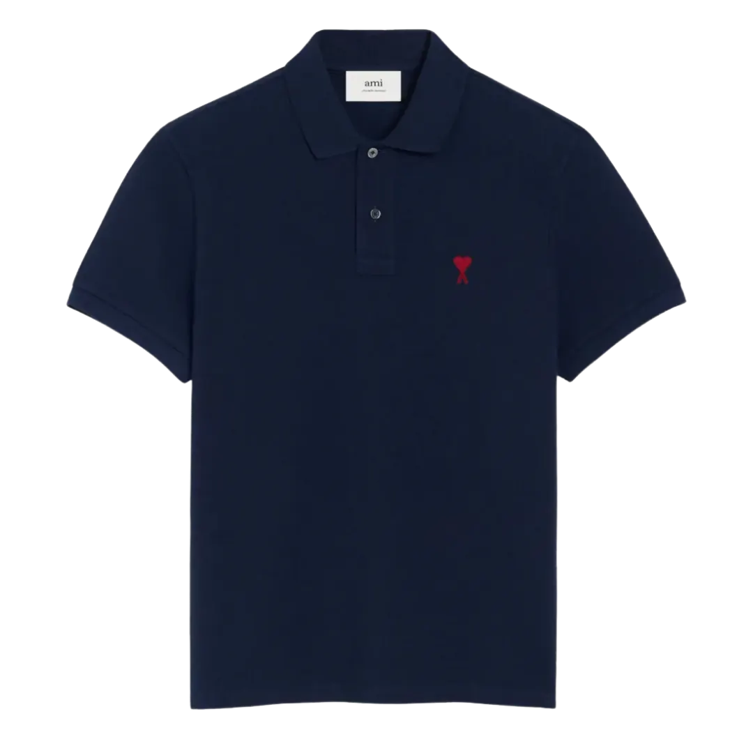 Navy Cotton Ami de Coeur Polo Shirt Ami de Coeur polo shirt in organic cotton pique