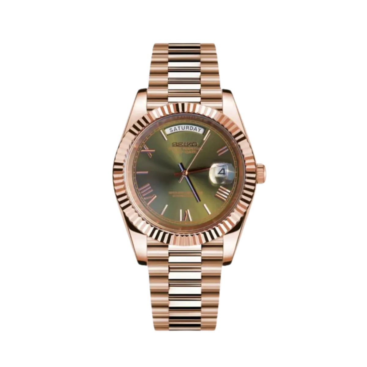 Seiko Mod Day Date Olive Rose Gold