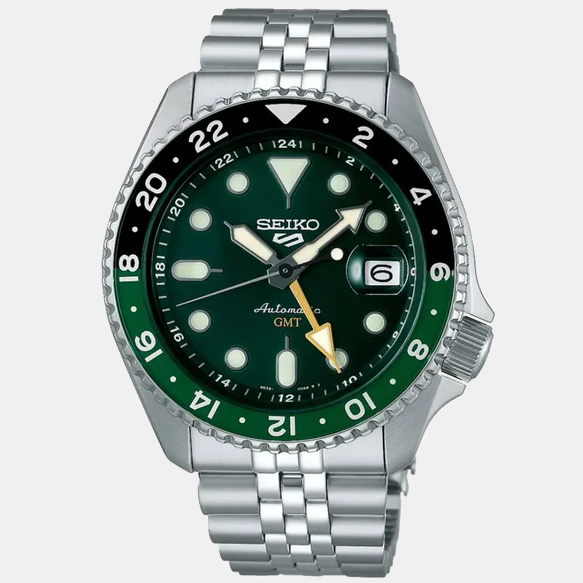5 Sports Men Automatic Green Dial Analog Stainless Steel Watch Ssk035k1