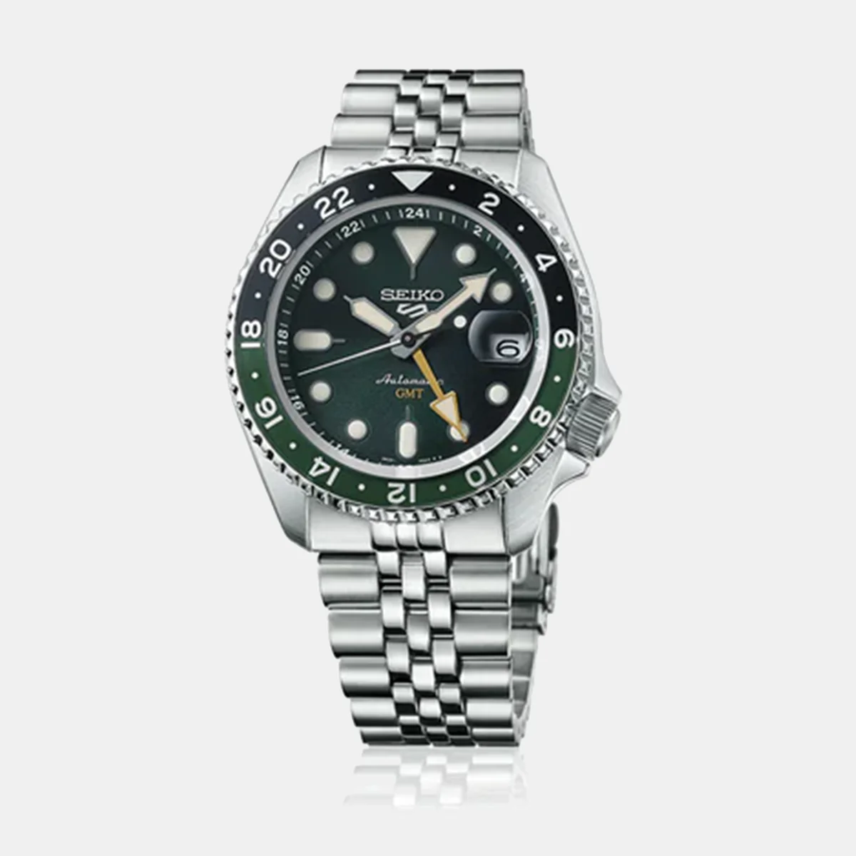 5 Sports Men Automatic Green Dial Analog Stainless Steel Watch Ssk035k1