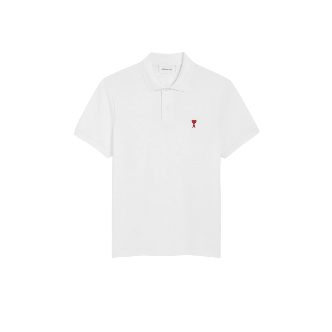 White Cotton Ami de Coeur Polo Shirt Ami de Coeur polo shirt in organic cotton pique